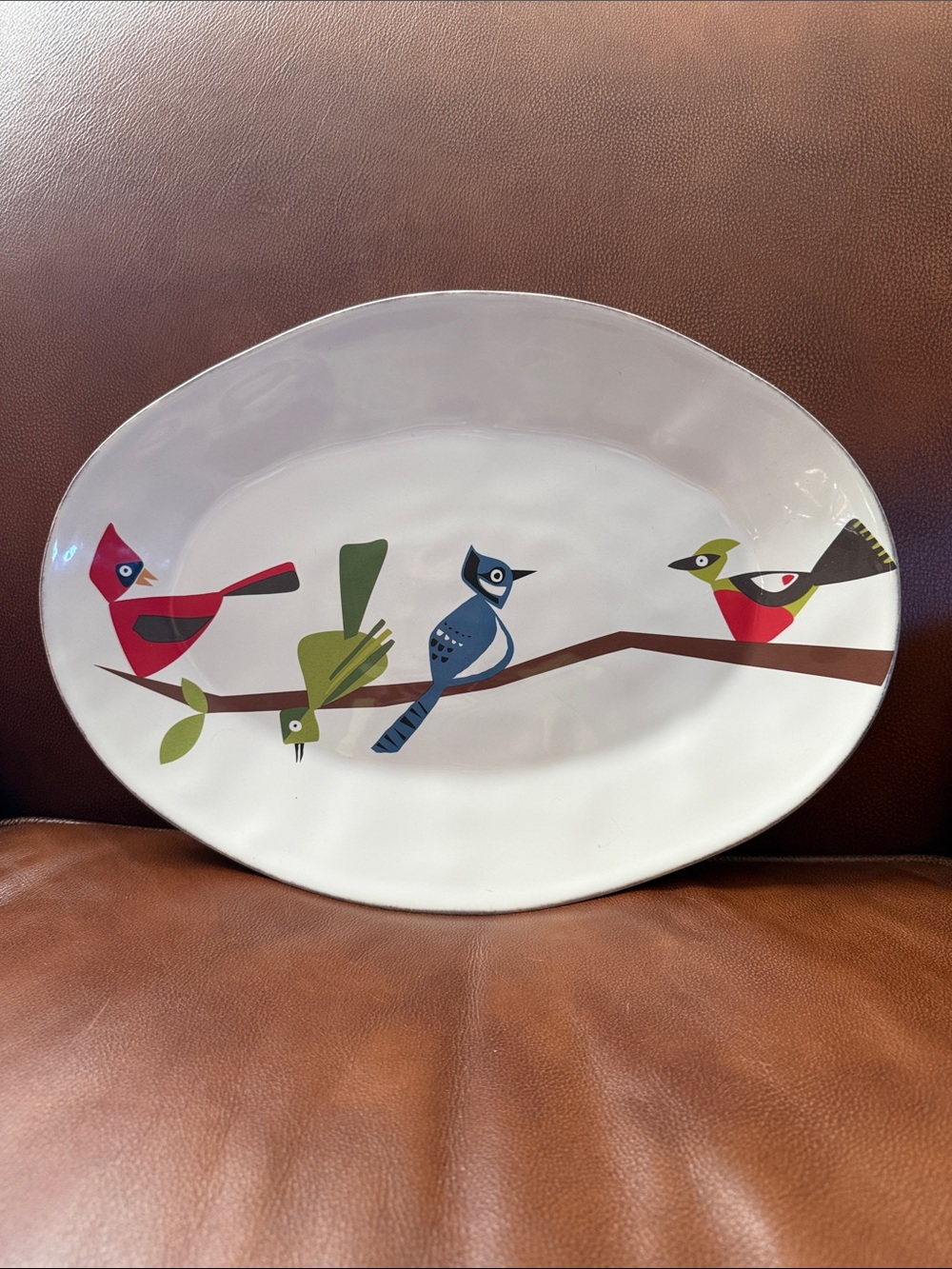 Crate and Barrel Jane Dixon Marin Birds 16" Oval Platter (Portugal)